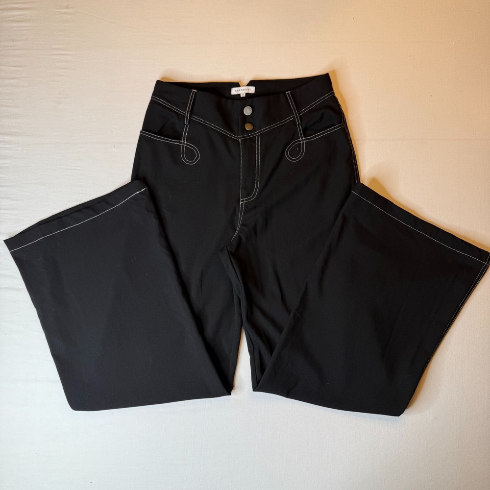 Crescent Pants‎ Womens Medium Black Flare Leg Polyester High Rise